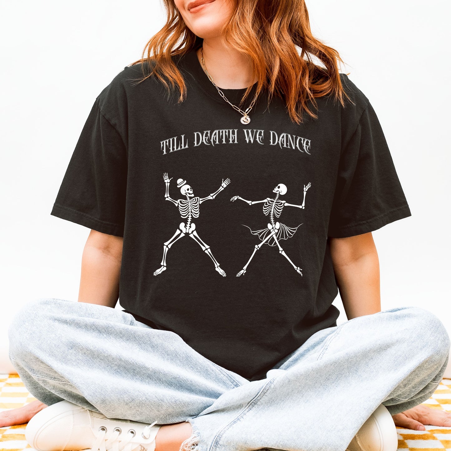 Till Death We Dance Skeleton Shirt, Halloween Couple T-Shirt, Funny Gothic Skeleton Dance Tee, Spooky Retro Graphic Shirt