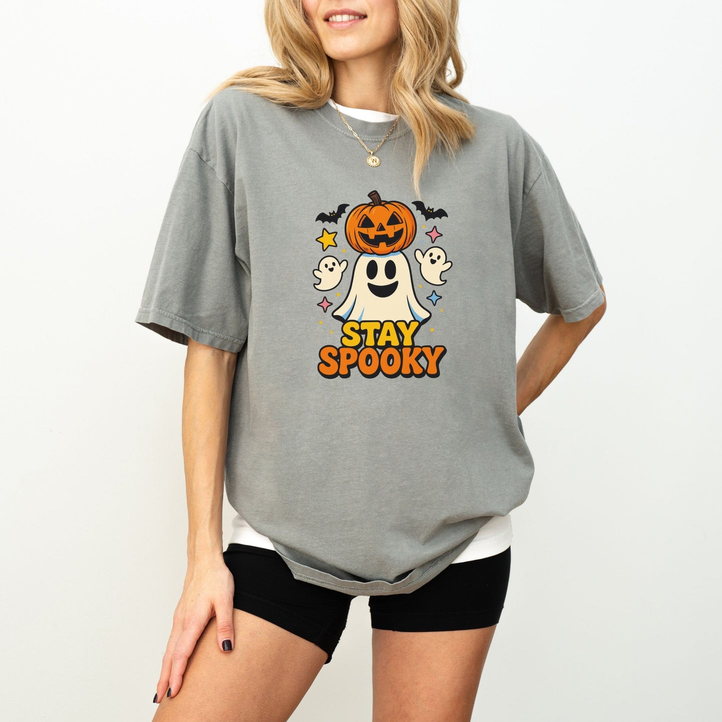 Stay Spooky Halloween T-Shirt โ Cute Ghost Pumpkin Graphic Tee