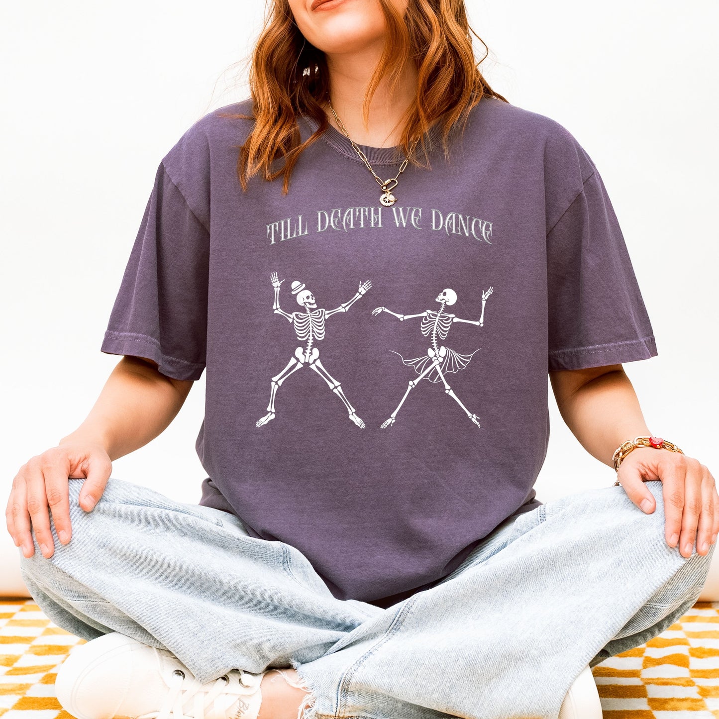 Till Death We Dance Skeleton Shirt, Halloween Couple T-Shirt, Funny Gothic Skeleton Dance Tee, Spooky Retro Graphic Shirt