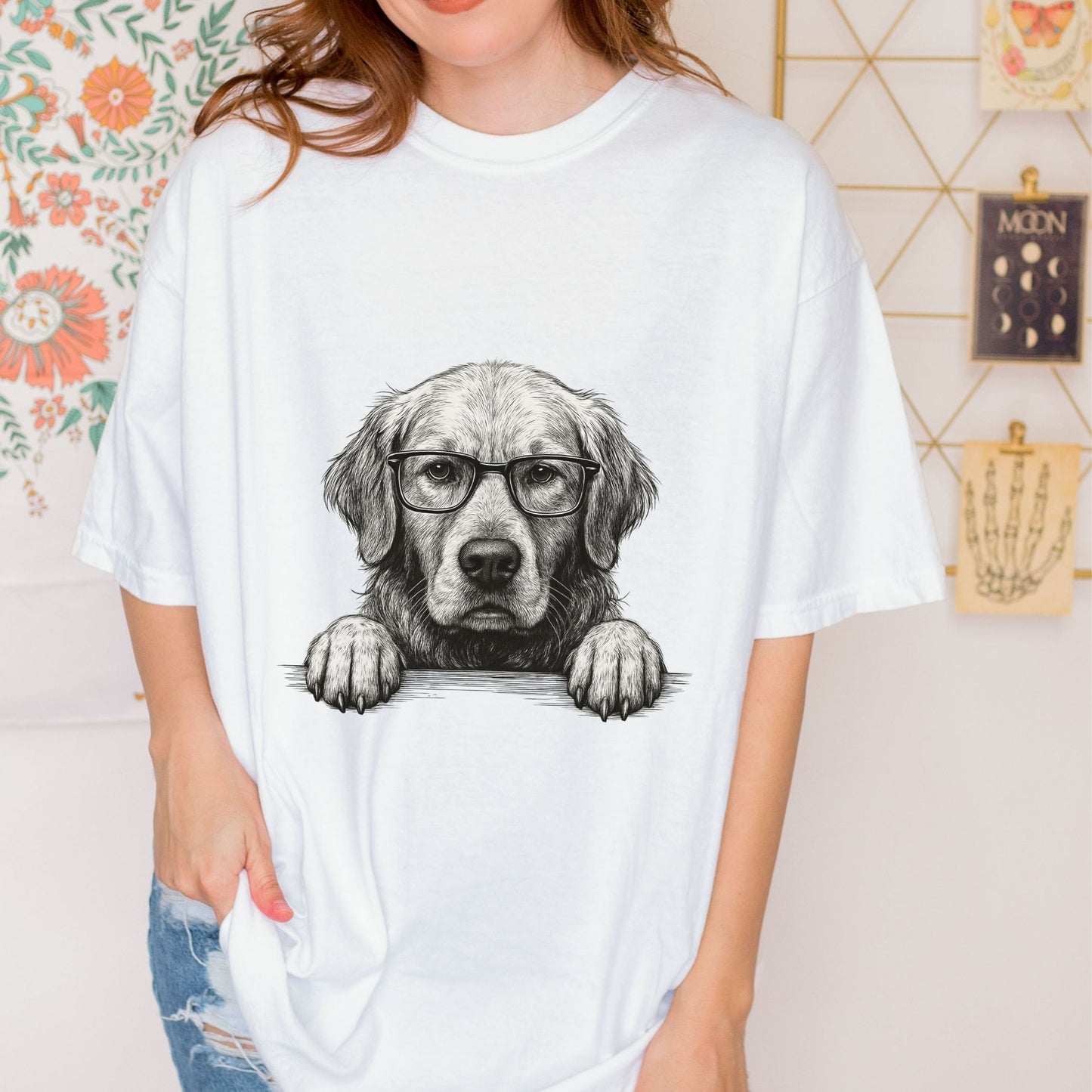 Dog Lover Shirt, Funny Dog Face T-Shirt, Unisex Graphic Tee, Pet Owner Gift, Dog Portrait Shirt, Dog Mom Gift, Animal Drawing Tee