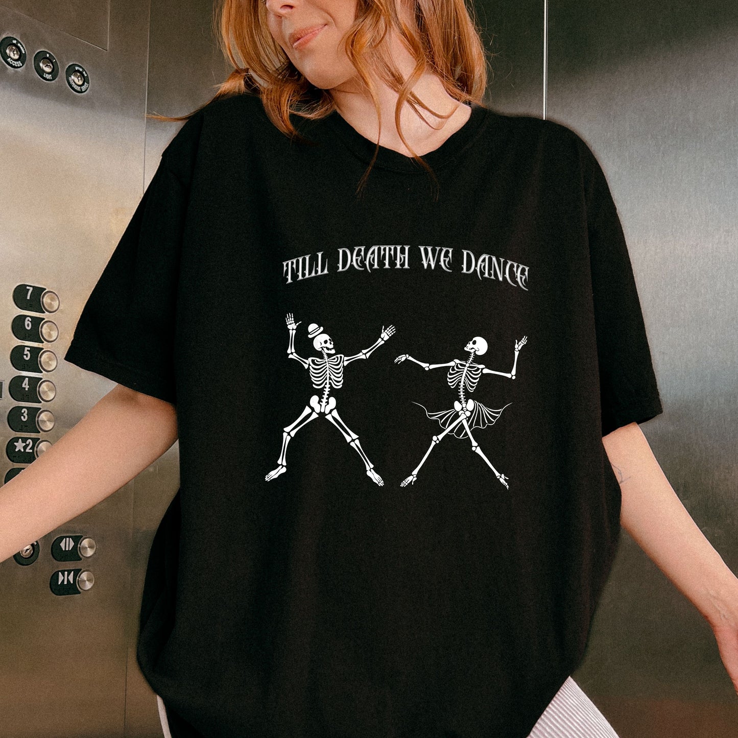 Till Death We Dance Skeleton Shirt, Halloween Couple T-Shirt, Funny Gothic Skeleton Dance Tee, Spooky Retro Graphic Shirt