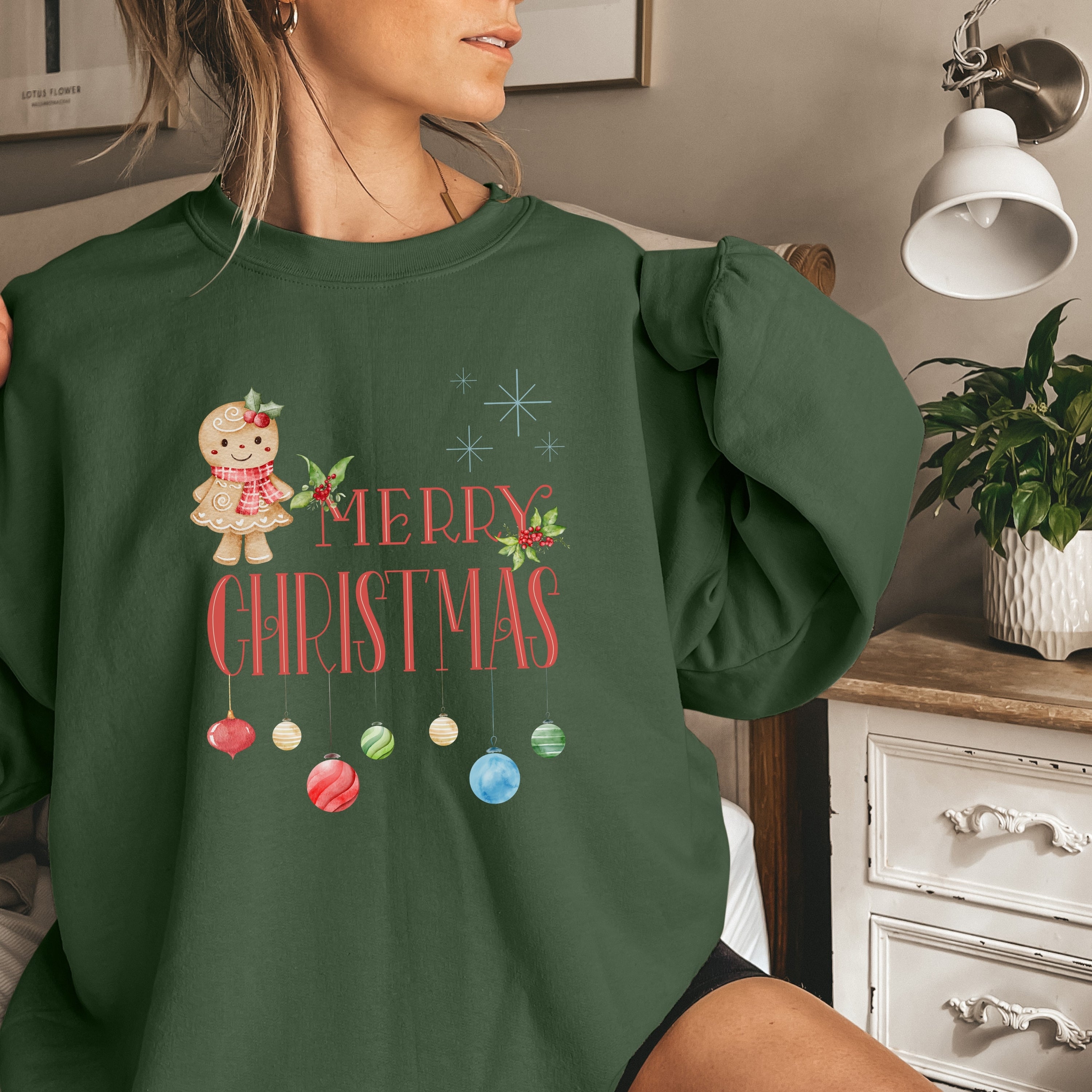 Merry Christmas Gingerbread Sweatshirt | Cute Cozy Holiday Pullover | Festive Winter Gift for Her