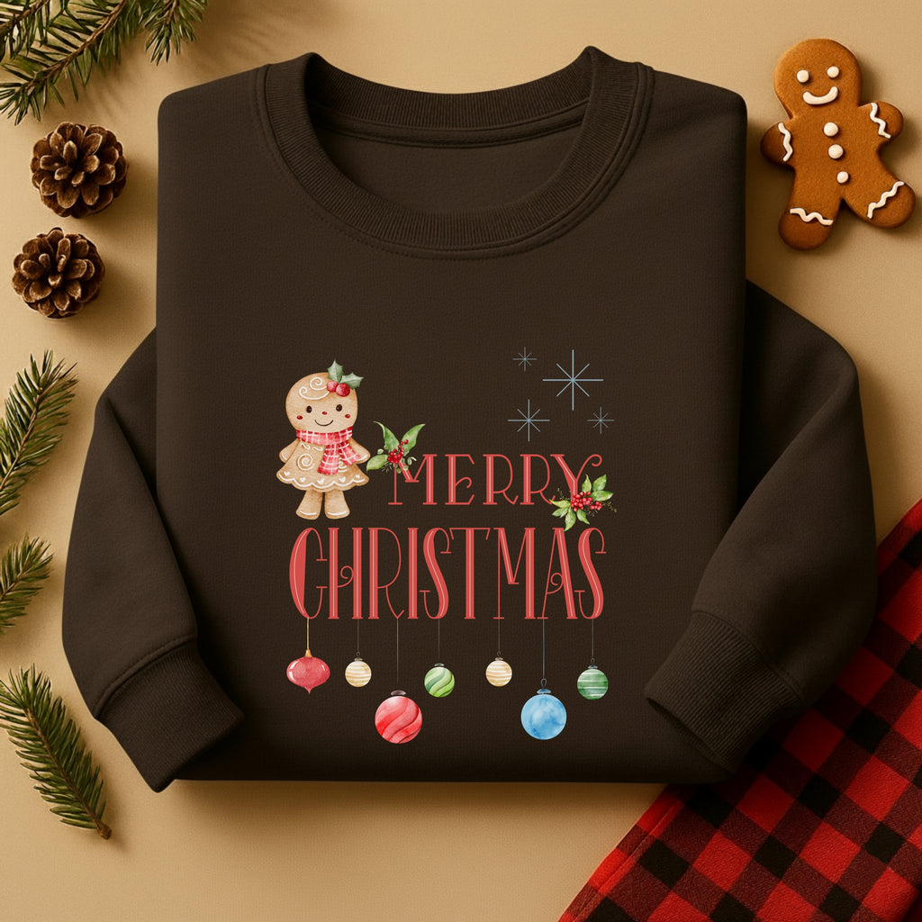 Merry Christmas Gingerbread Sweatshirt | Cute Cozy Holiday Pullover | Festive Winter Gift for Her