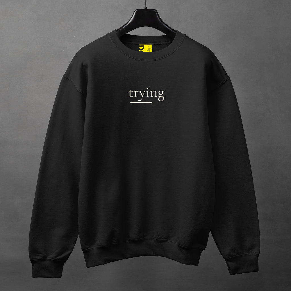 TRYING Minimal Sweatshirt – Soft Aesthetic Unisex Crewneck
