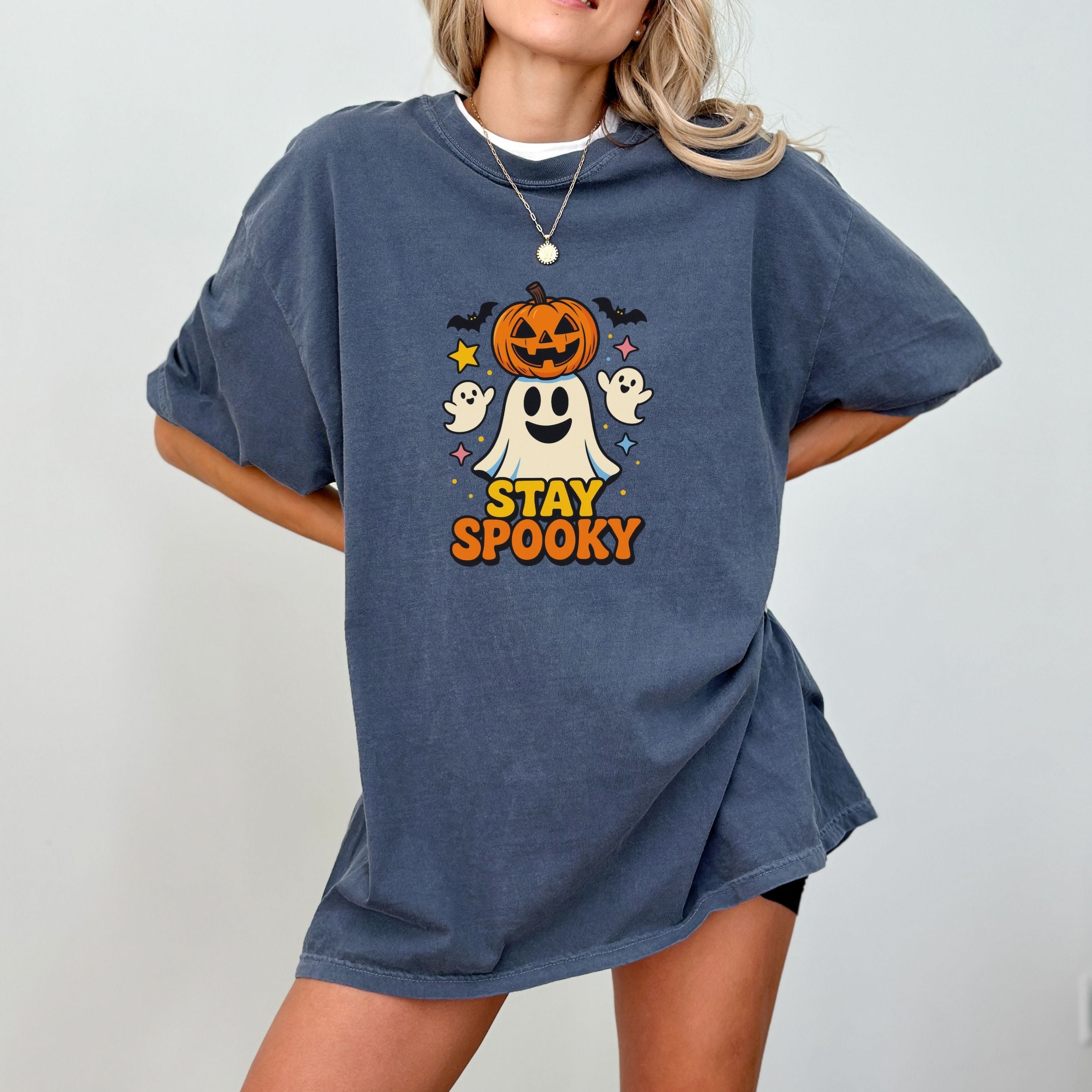 Stay Spooky Halloween T-Shirt – Cute Ghost Pumpkin Graphic Tee