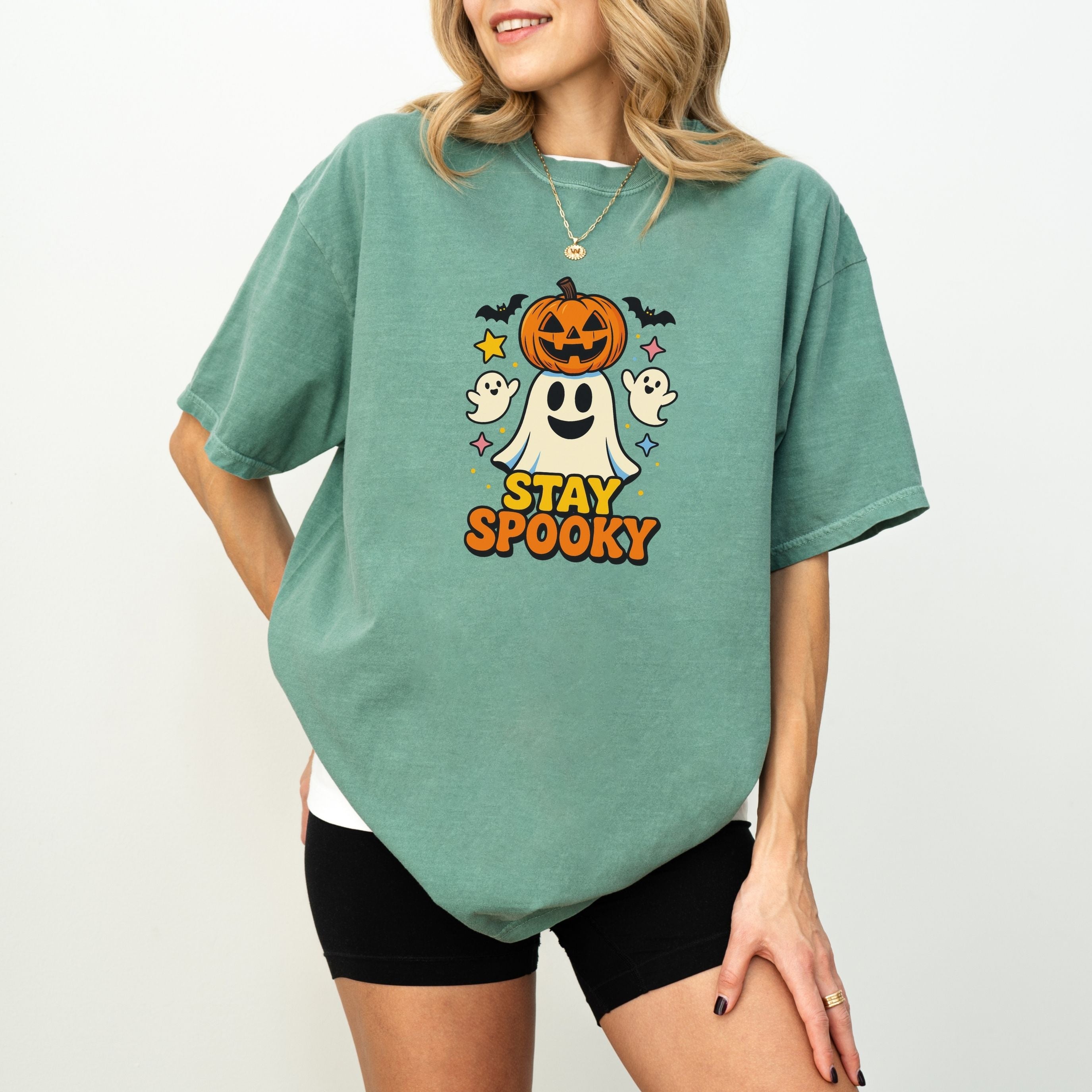 Stay Spooky Halloween T-Shirt – Cute Ghost Pumpkin Graphic Tee