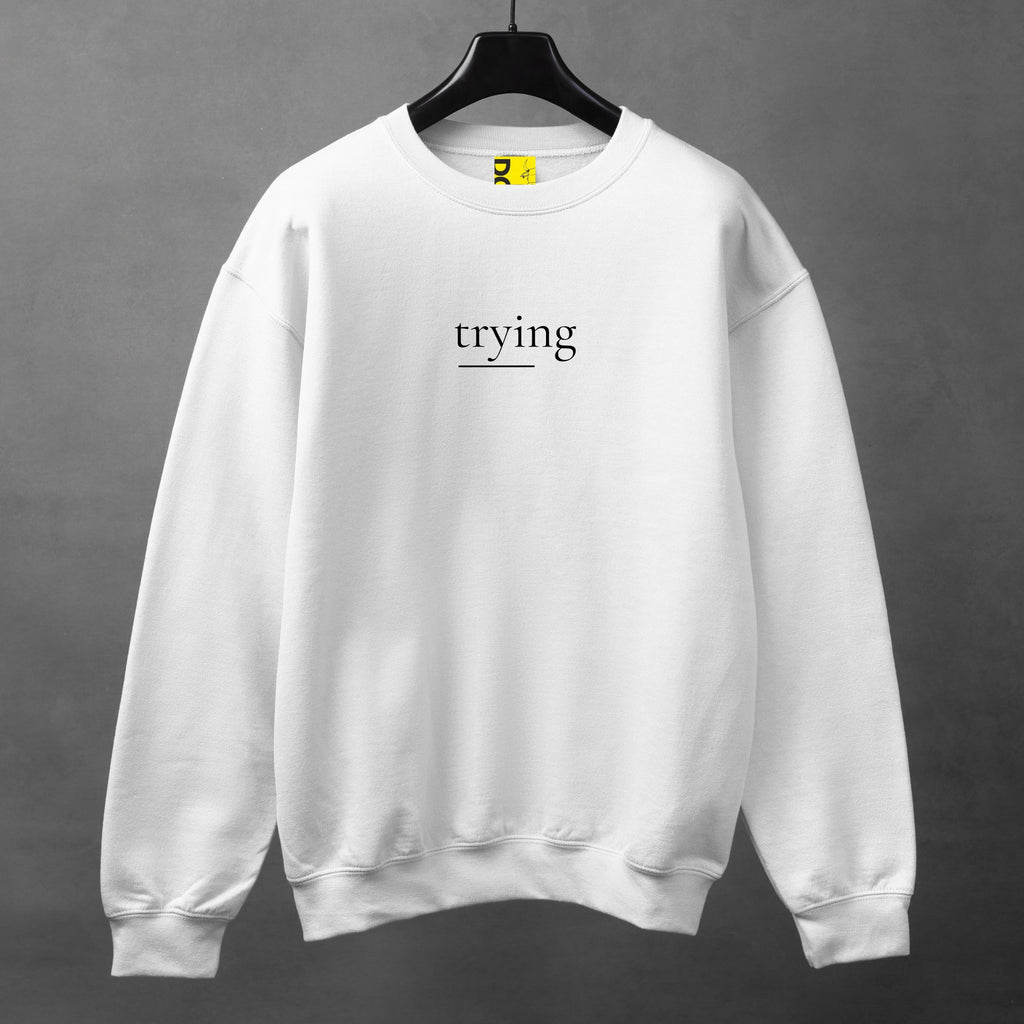 TRYING Minimal Sweatshirt – Soft Aesthetic Unisex Crewneck