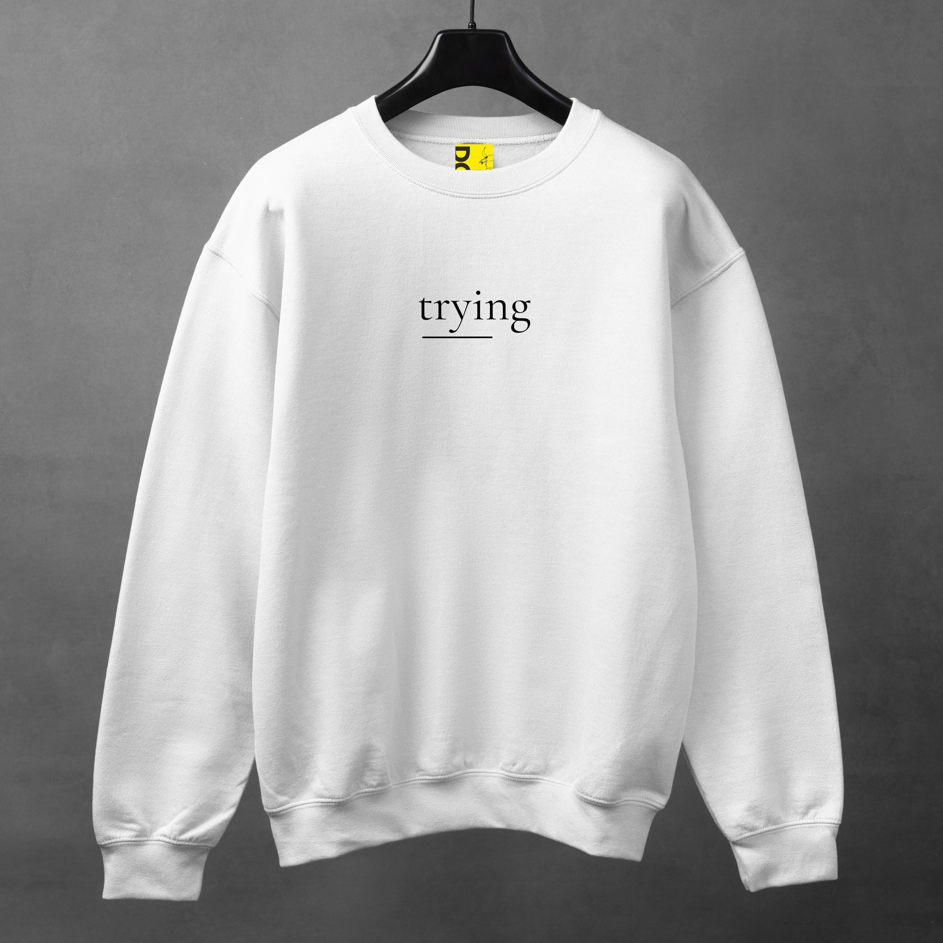 TRYING Minimal Sweatshirt – Soft Aesthetic Unisex Crewneck