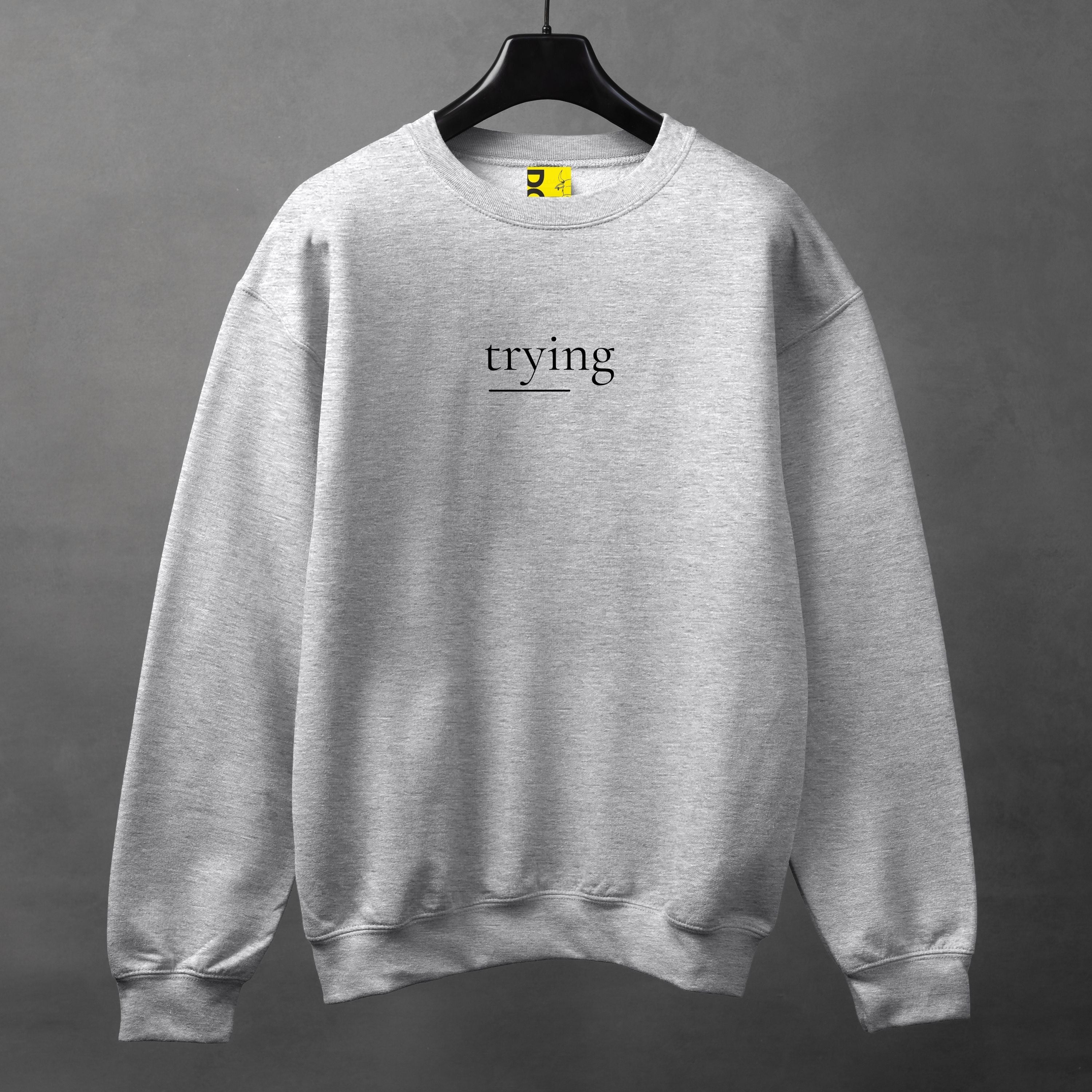 TRYING Minimal Sweatshirt – Soft Aesthetic Unisex Crewneck