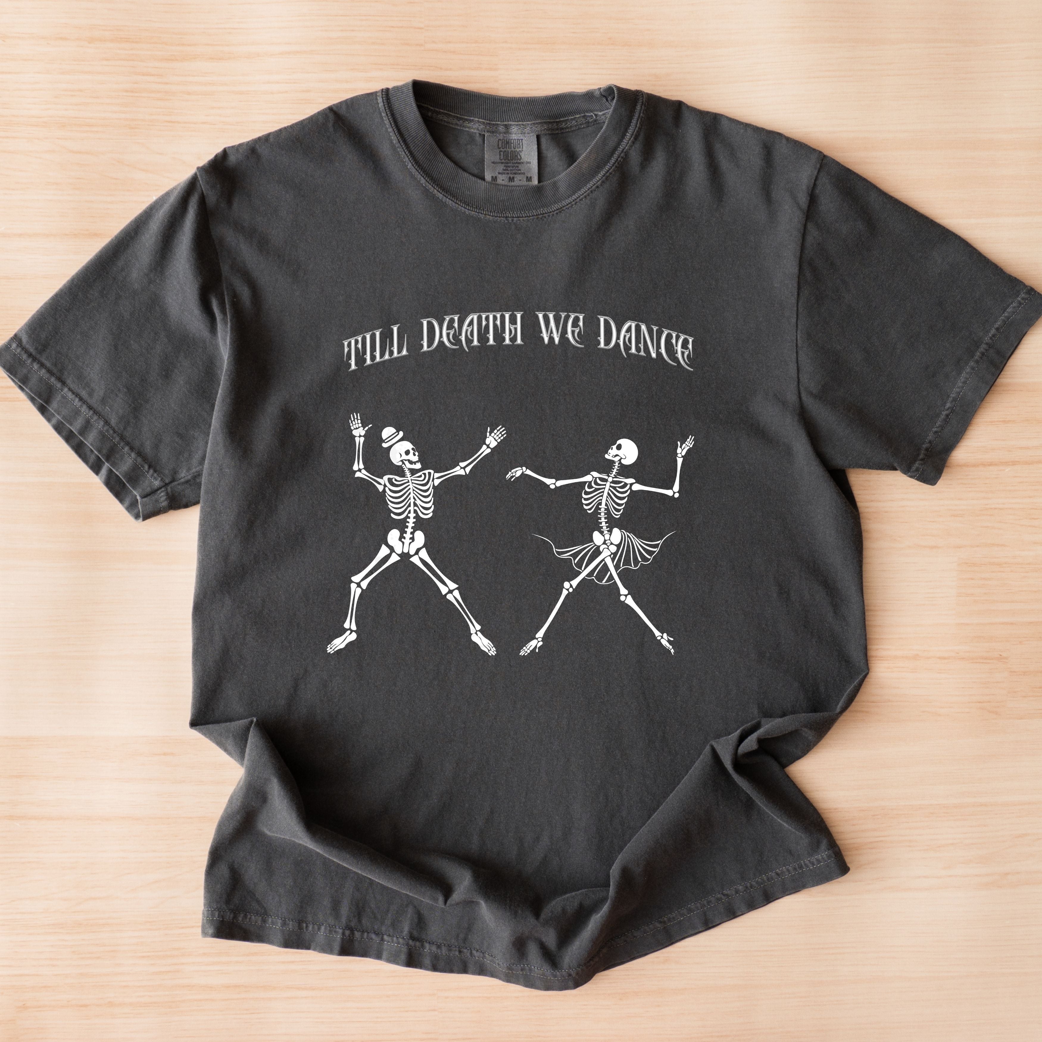 Till Death We Dance – Skeleton Couple Halloween T-Shirt