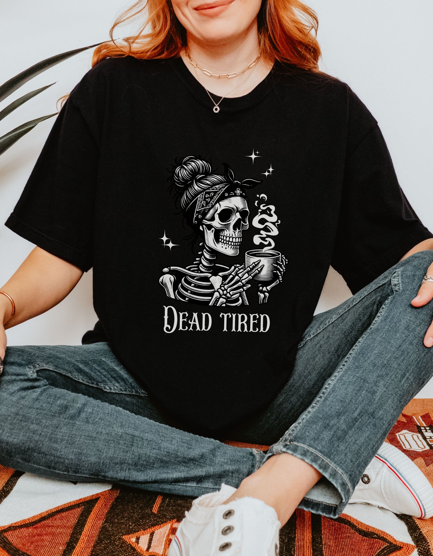 Dead Tired Skeleton Shirt – Funny Coffee Lover & Halloween Tee