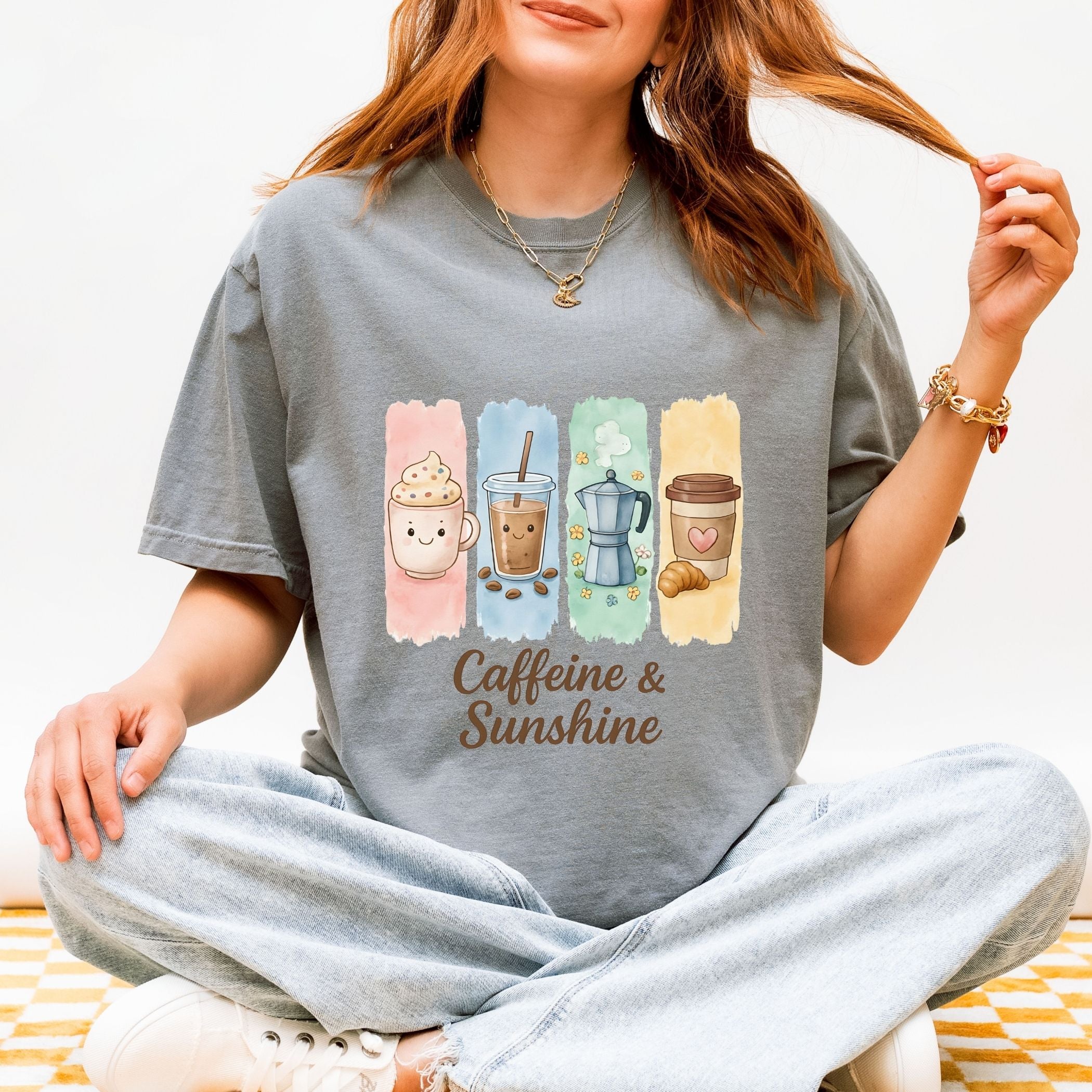 Caffeine & Sunshine – Coffee Lover Graphic Tee