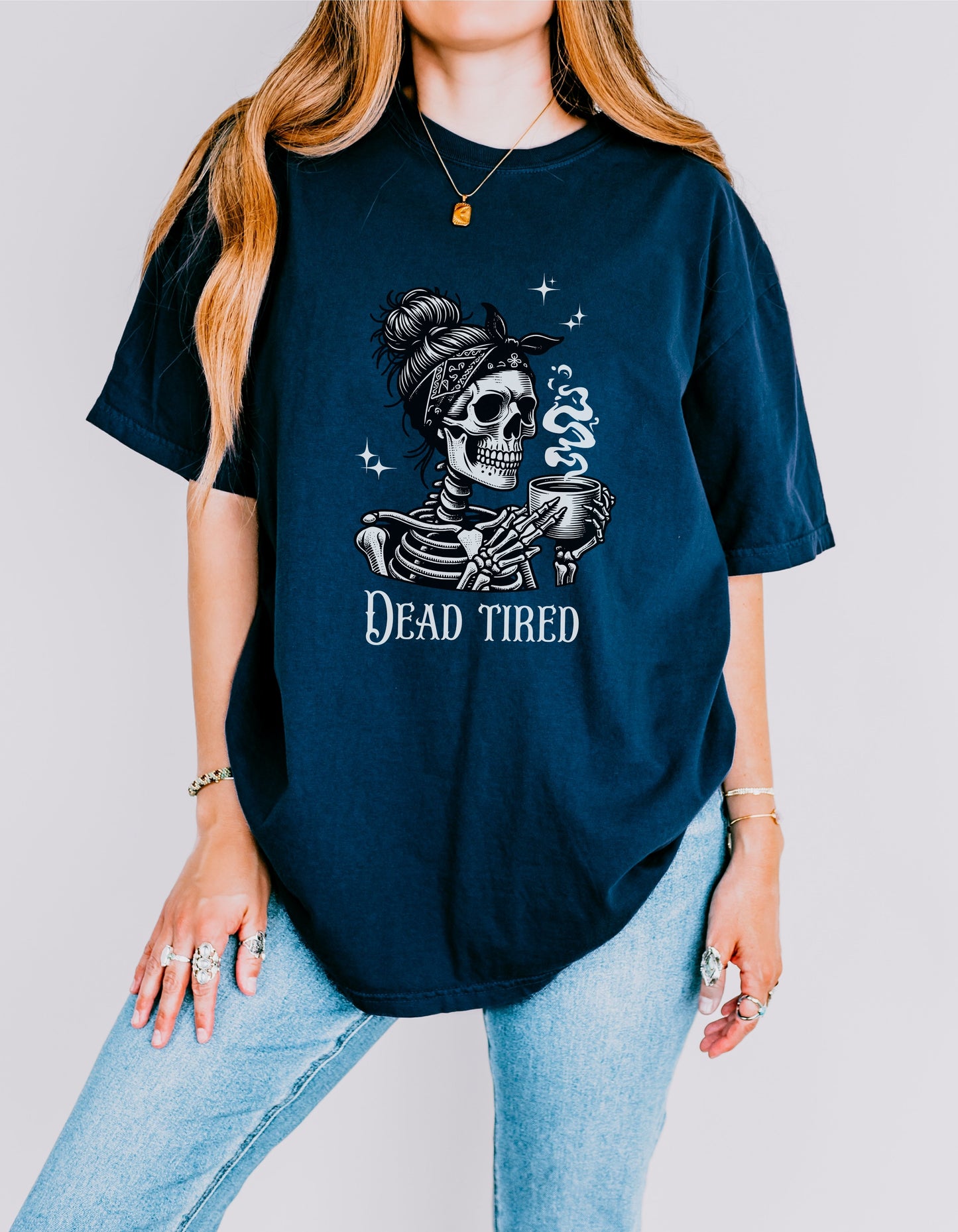 Dead Tired Skeleton Shirt – Funny Coffee Lover & Halloween Tee