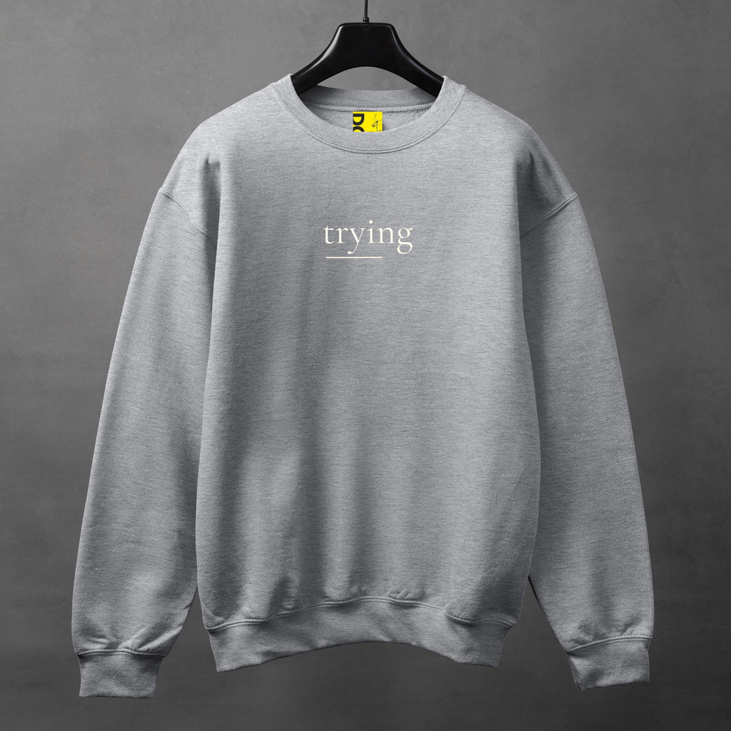 TRYING Minimal Sweatshirt – Soft Aesthetic Unisex Crewneck
