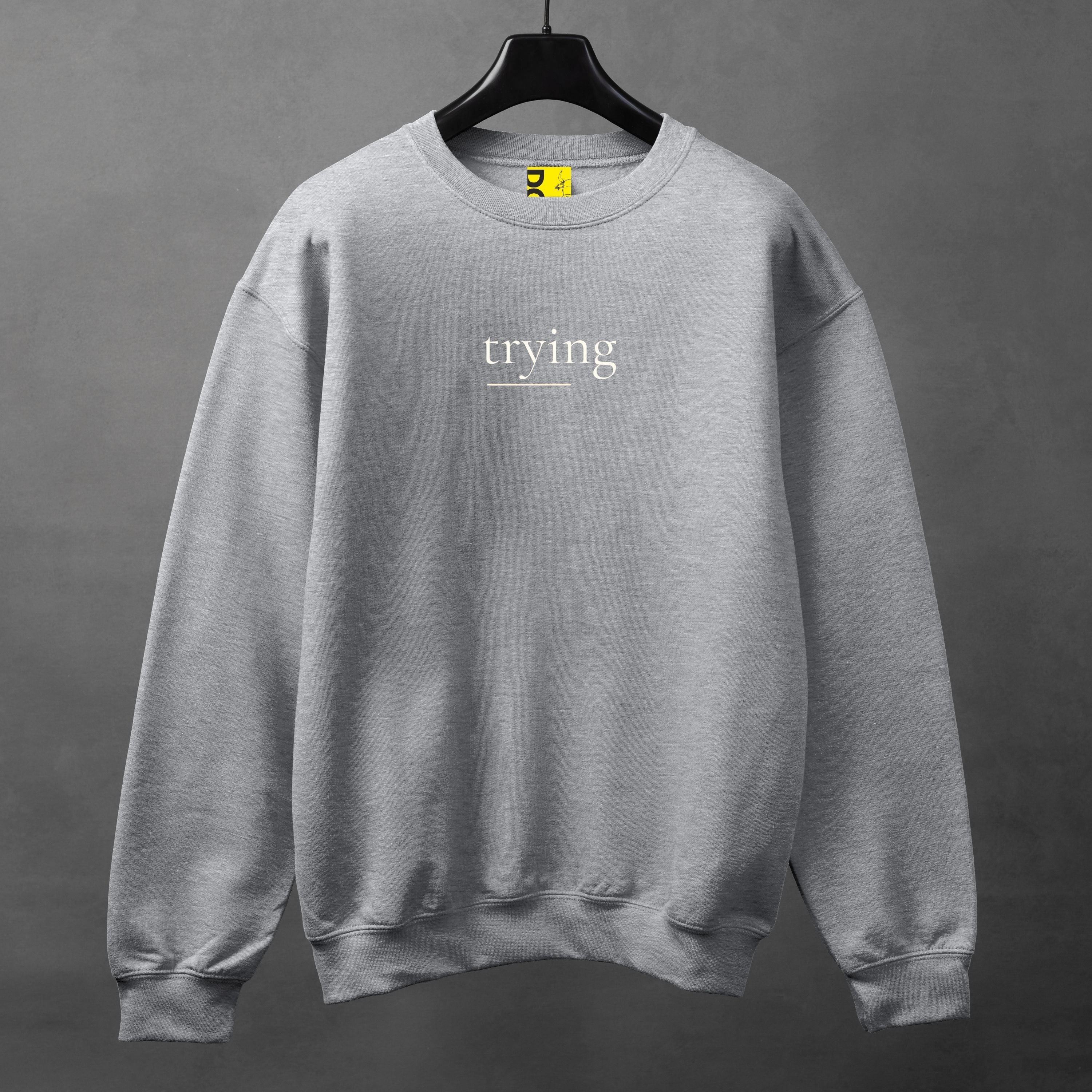 TRYING Minimal Sweatshirt – Soft Aesthetic Unisex Crewneck