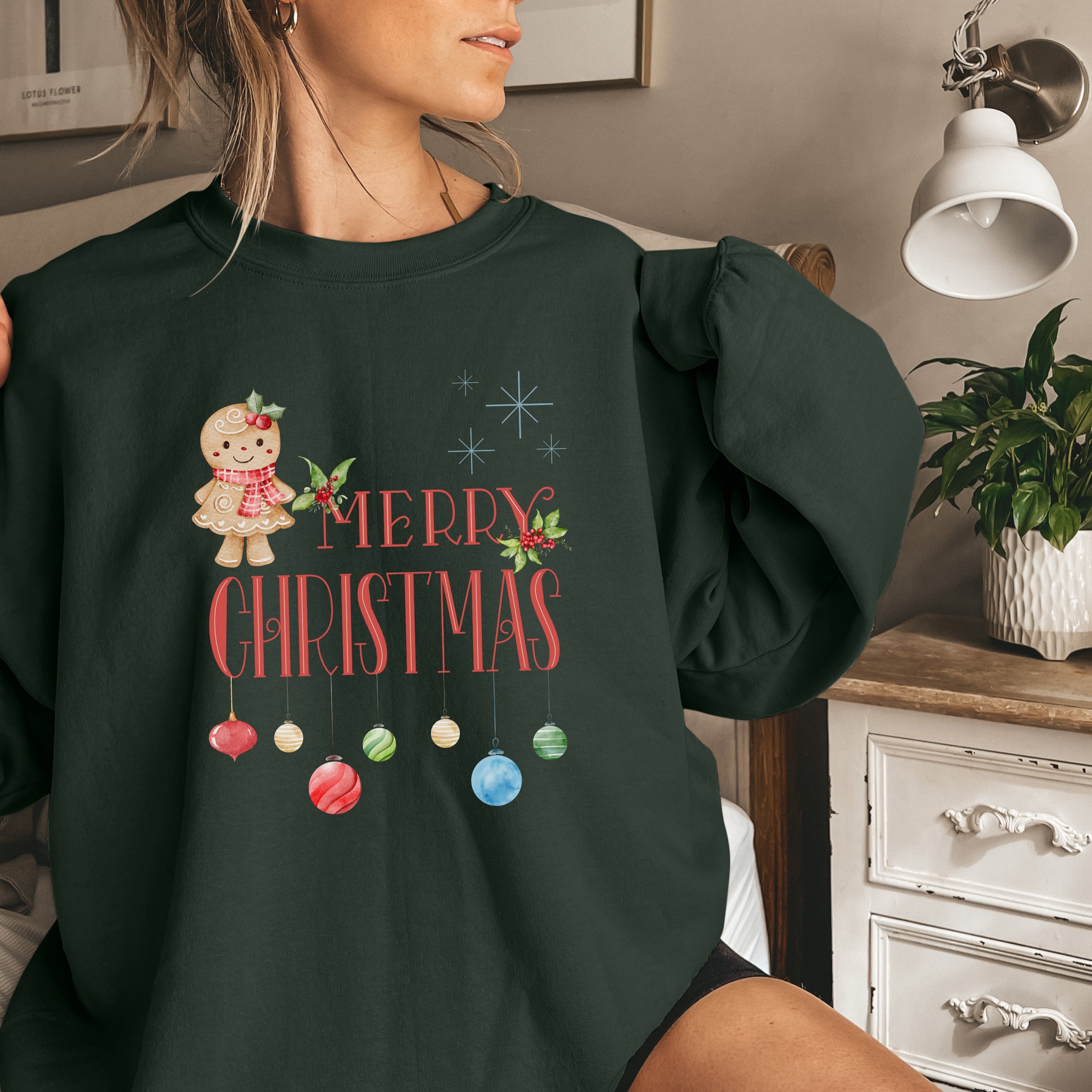 Merry Christmas Gingerbread Sweatshirt | Cute Cozy Holiday Pullover | Festive Winter Gift for Her