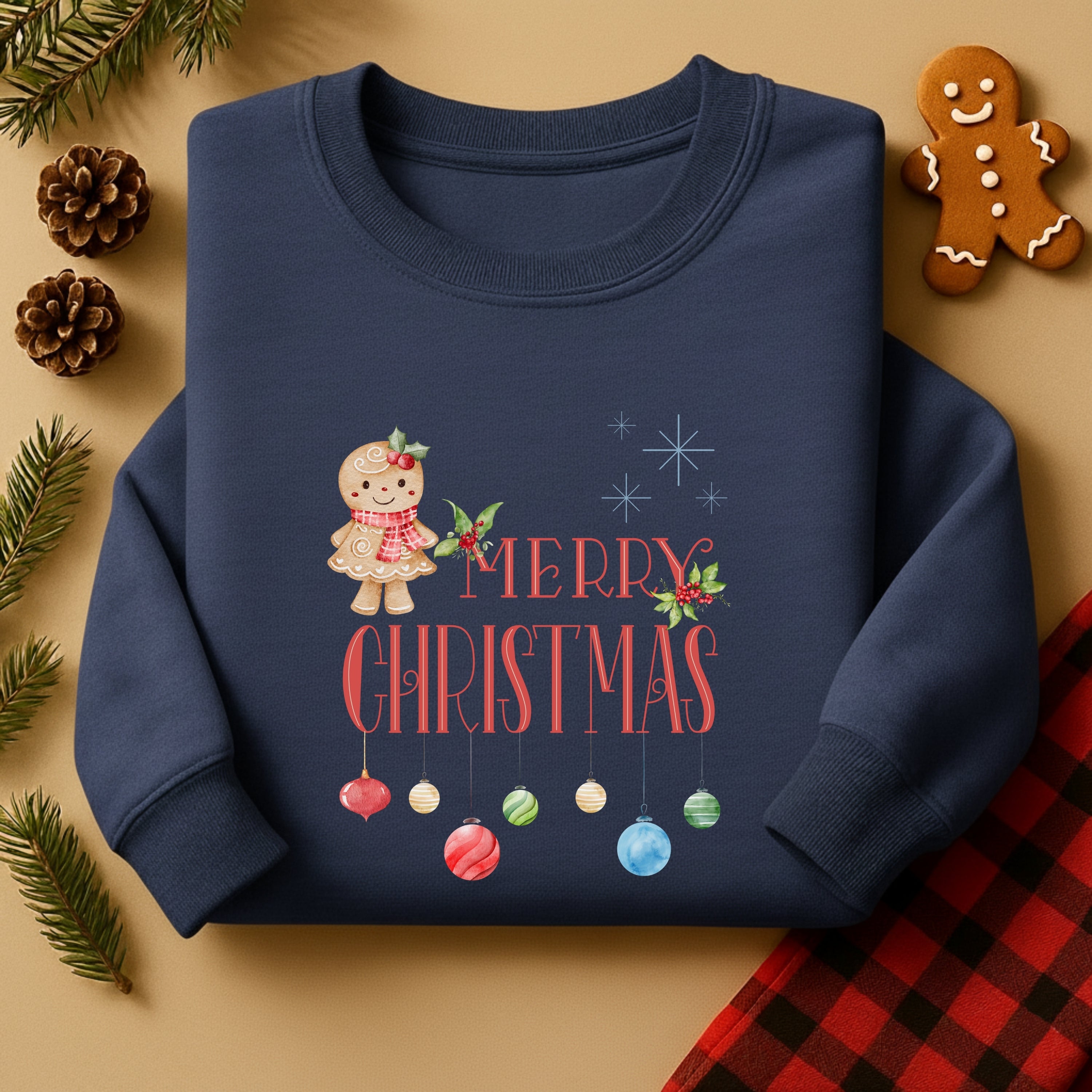 Merry Christmas Gingerbread Sweatshirt | Cute Cozy Holiday Pullover | Festive Winter Gift for Her