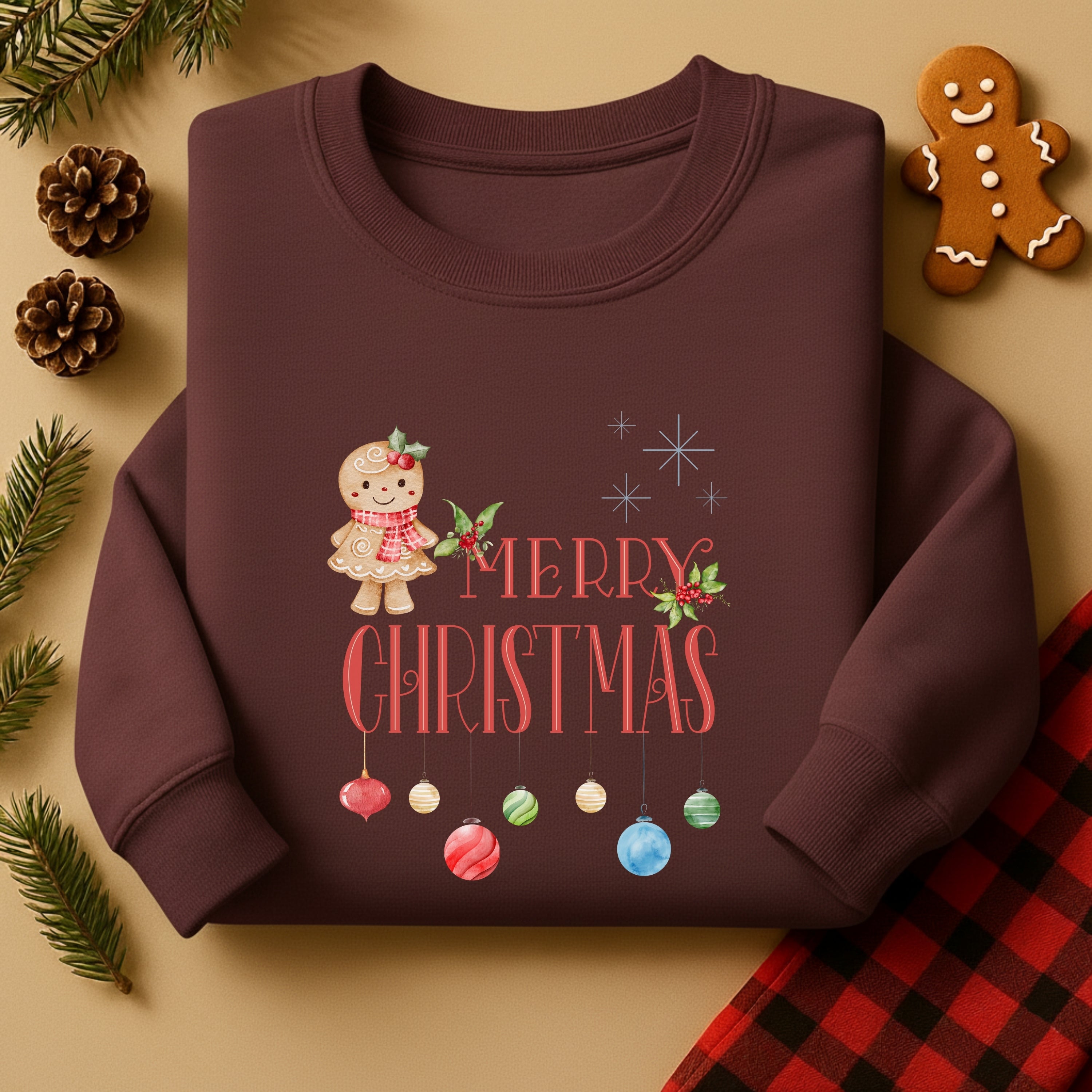 Merry Christmas Gingerbread Sweatshirt | Cute Cozy Holiday Pullover | Festive Winter Gift for Her